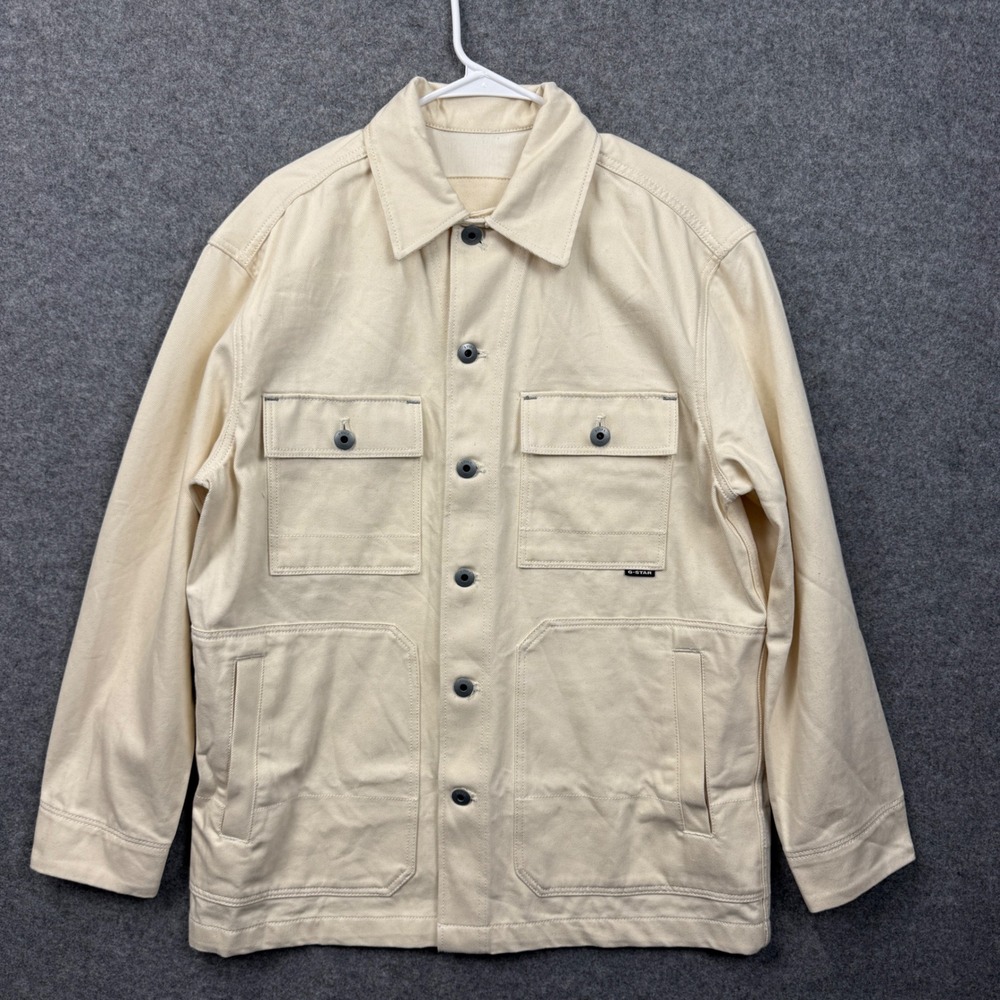 G-Star Raw Mens Chore Workwear Jacket EV Ecru Denim 31 Beige Size S NEW‎